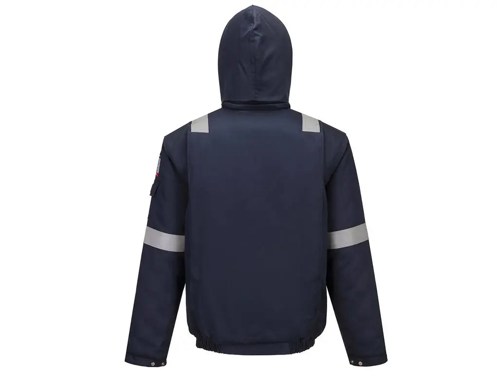 Giacca bomber ignifuga Bizflame Work+ FR imbottita con bande riflettenti, vista posteriore – PWSTORE