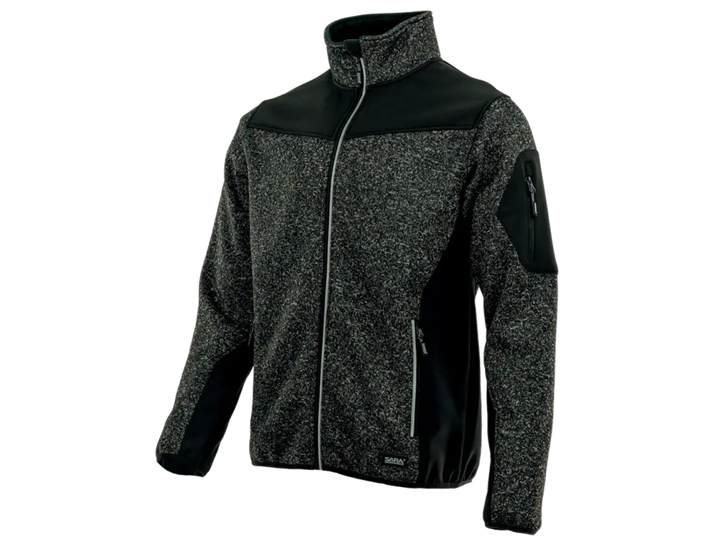 Felpa da lavoro Comfort Plus grigio nero con inserti softshell e zip