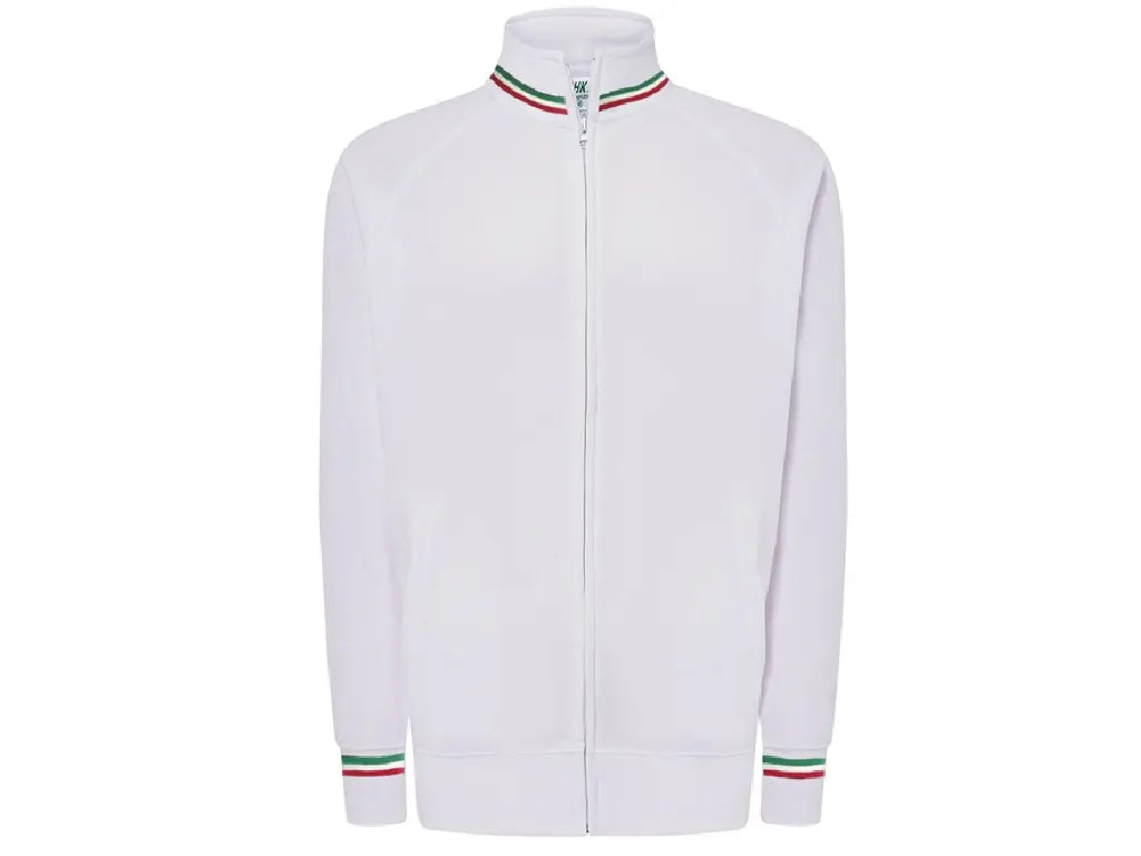 Felpa da lavoro unisex Premium Italia JHK zip intera, 290 g/m², OEKO-TEX® – bianca