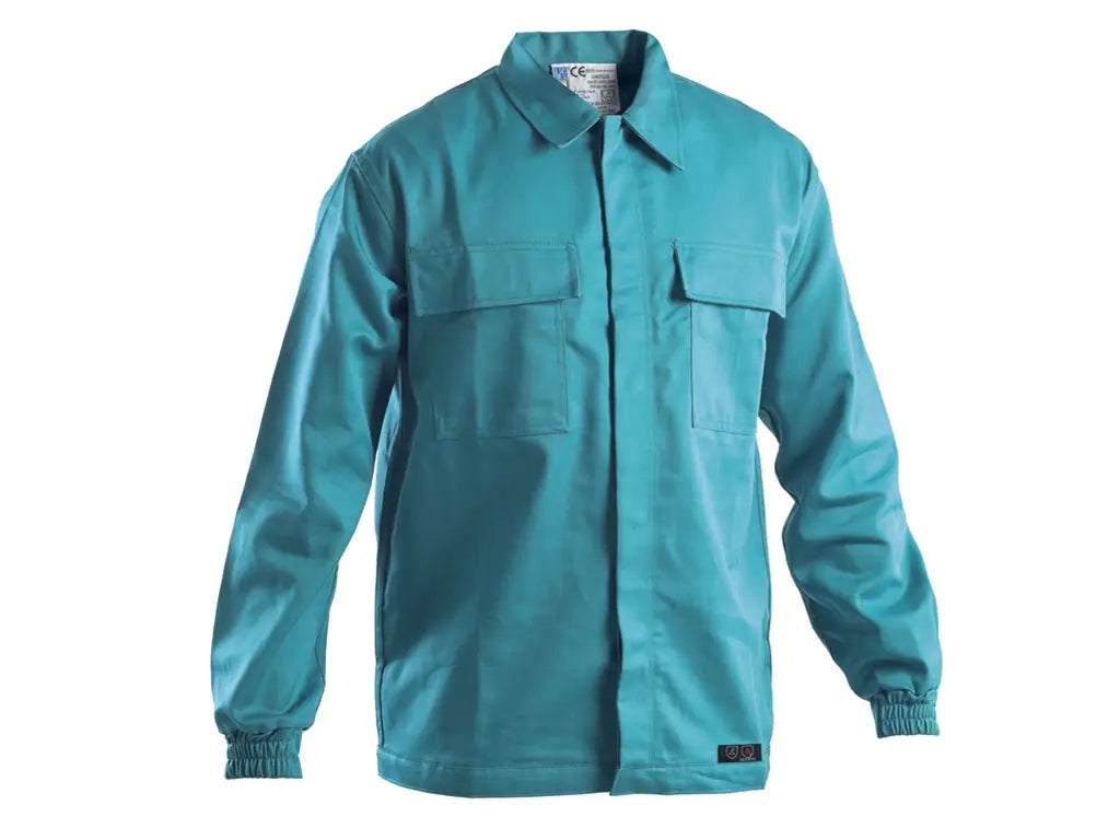 Giacca ignifuga saldatura con bottoni automatici coperti rinforzo spalle e polsi elasticizzati