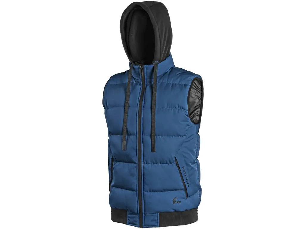 Gilet da lavoro invernale RENO Blu, trapuntato con cappuccio staccabile – PWSTORE