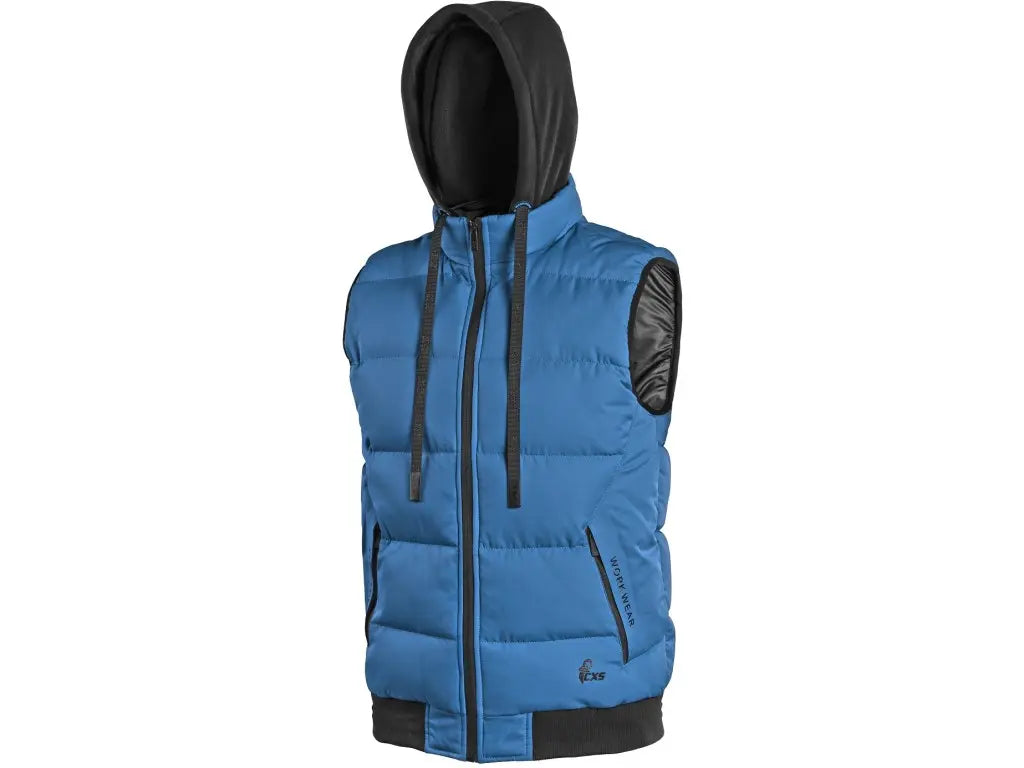 Gilet da lavoro invernale RENO Royal, trapuntato con cappuccio staccabile – PWSTORE