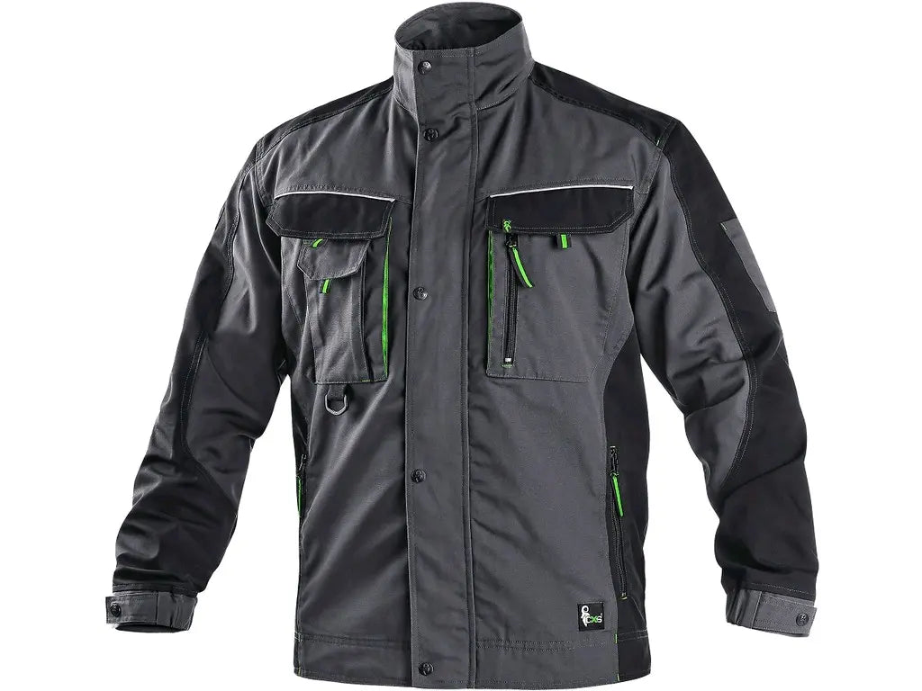 Giubbetto da lavoro SIRIUS colore grigio e verde, resistente e versatile per edilizia, giardinaggio e servizi tecnici