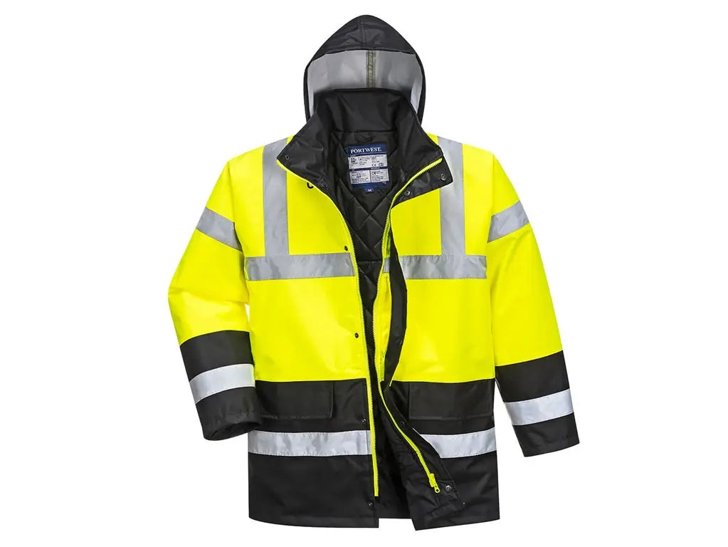 Giubbotto invernale da cantiere con bande riflettenti Giallo Nero