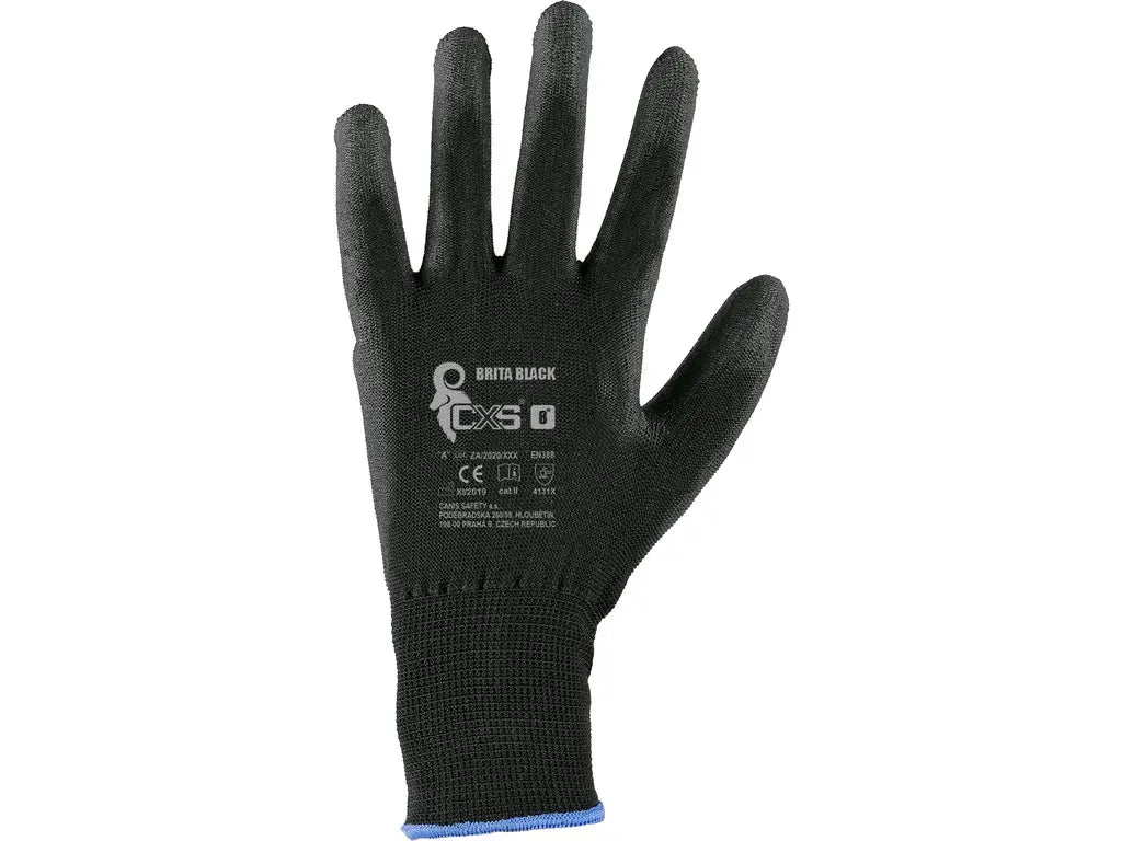 Guanti da lavoro BRITA BLACK in poliuretano PU palmo dita – PWSTORE