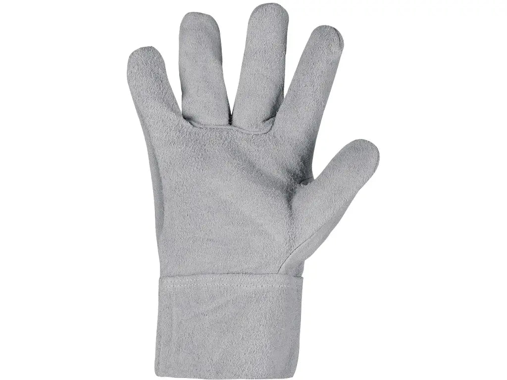Guanti da lavoro in crosta bovina senza fodera, con polsino lungo 7 cm, vista palmo