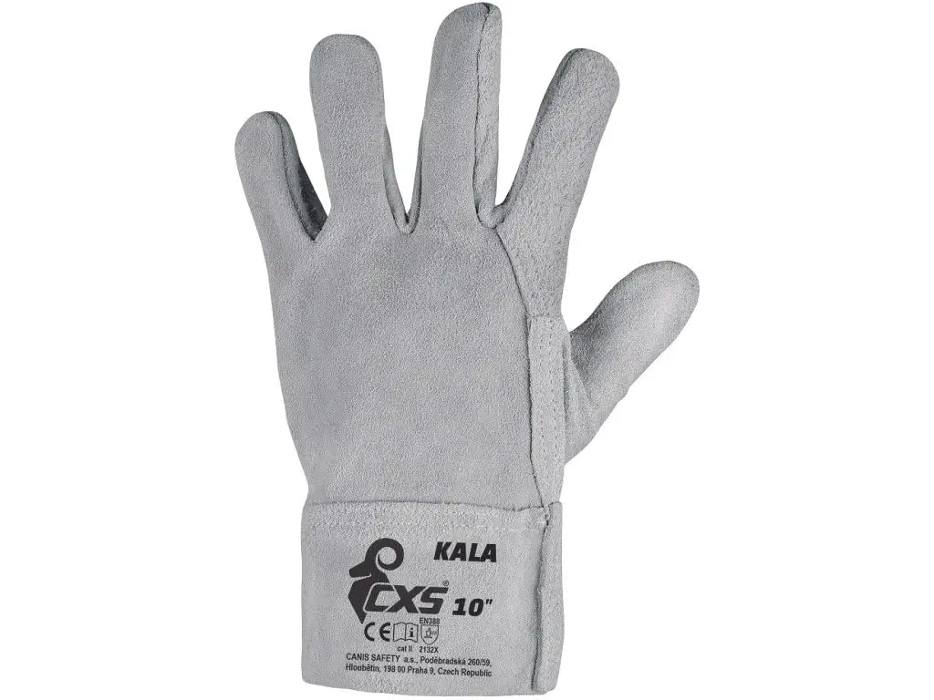 Guanti da lavoro in crosta bovina senza fodera, con polsino lungo 7 cm, certificati EN 388 e EN 420