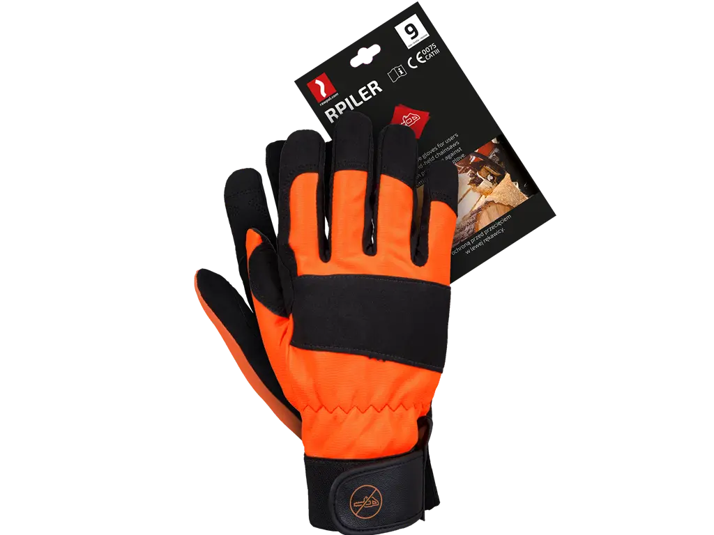 Guanti di protezione per motoseghisti – EN ISO 11393-4 Classe 1, Tipo A, EN 388 (4 1 2 2 X), rinforzati e regolabili