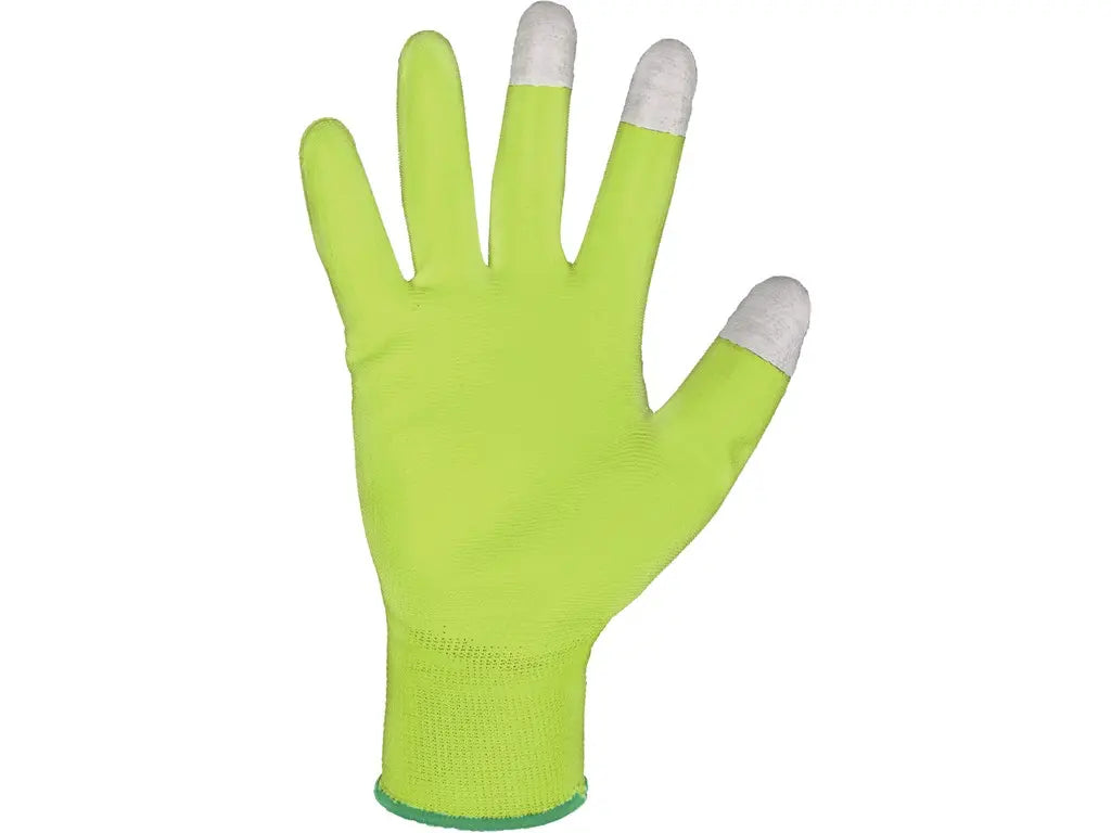 Guanti da lavoro BRITA TOUCH in poliuretano (PU), touchscreen pollice-indice-medio, maglia senza cuciture , vista palmo – Cat. II EN 388/EN ISO 21420 – PWSTORE