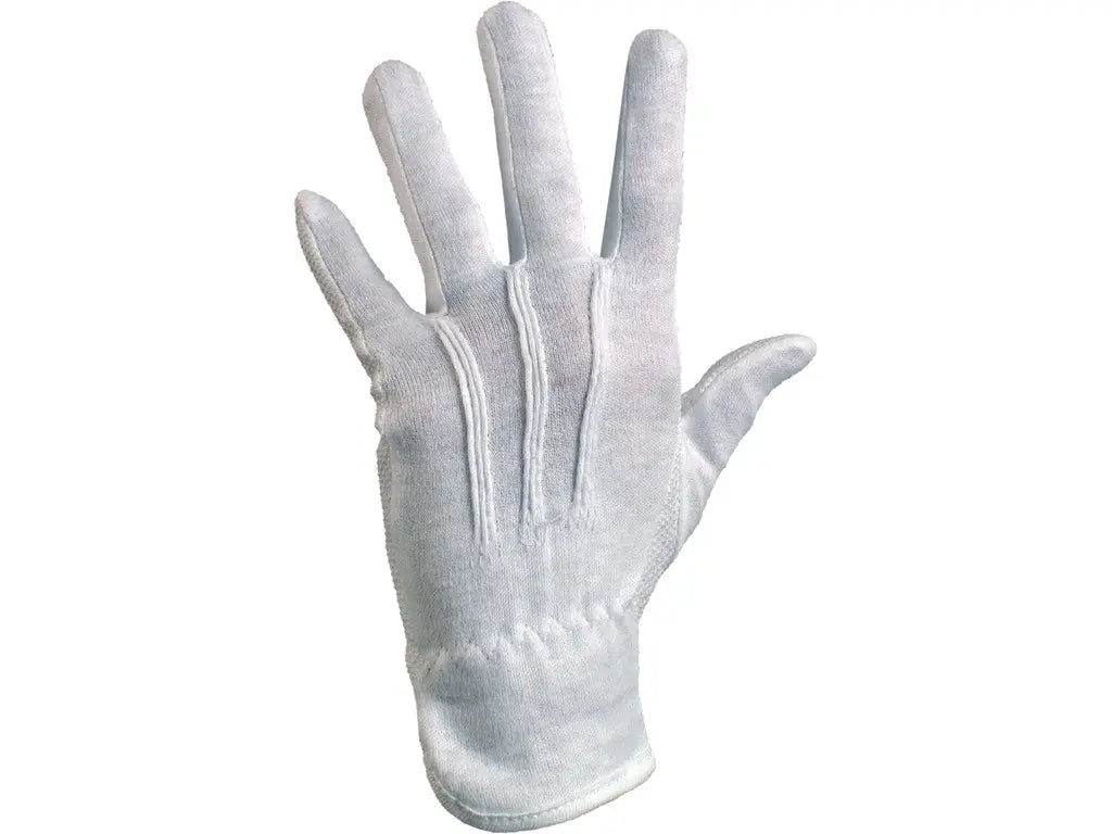 Guanti MAWA bianchi in tessuto di cotone con puntinatura PVC e polsino elastico – fourchette – Cat. I EN ISO 21420 – PWSTORE