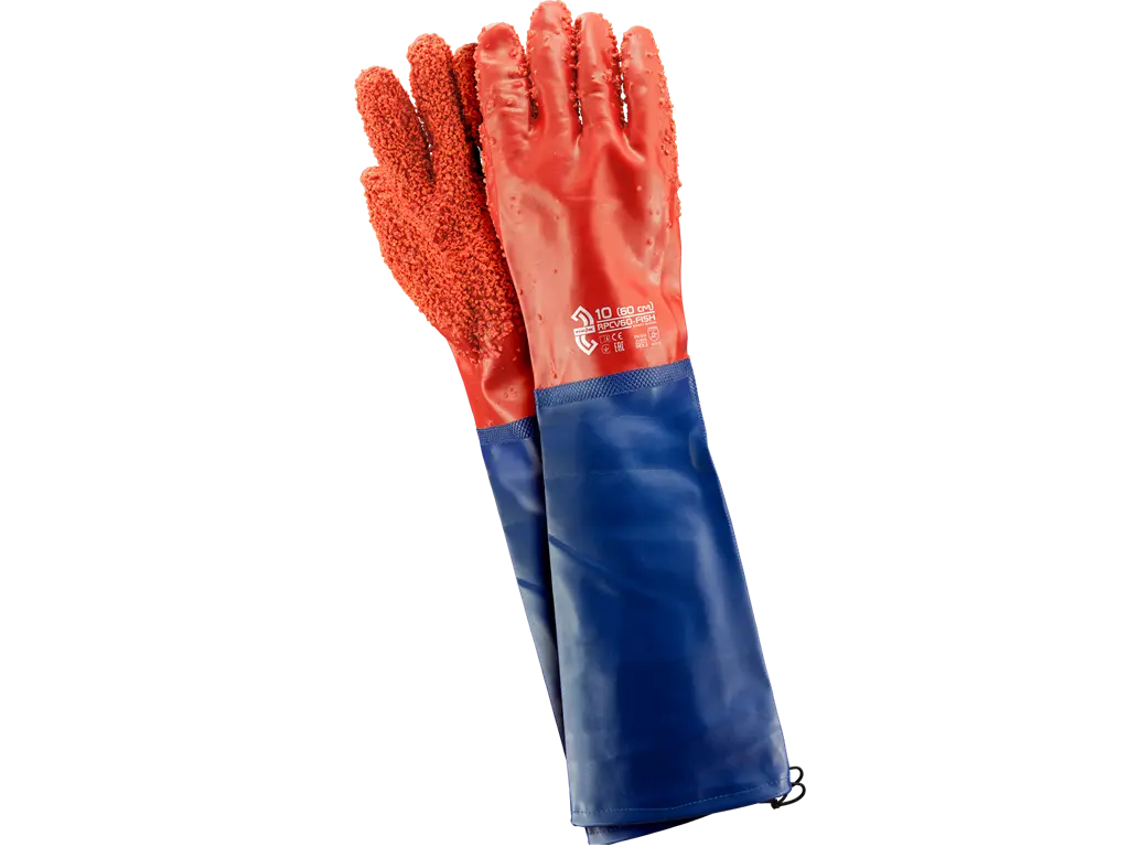 Guanti in PVC granulato 60 cm con fodera in cotone e presa antiscivolo – PWSTORE