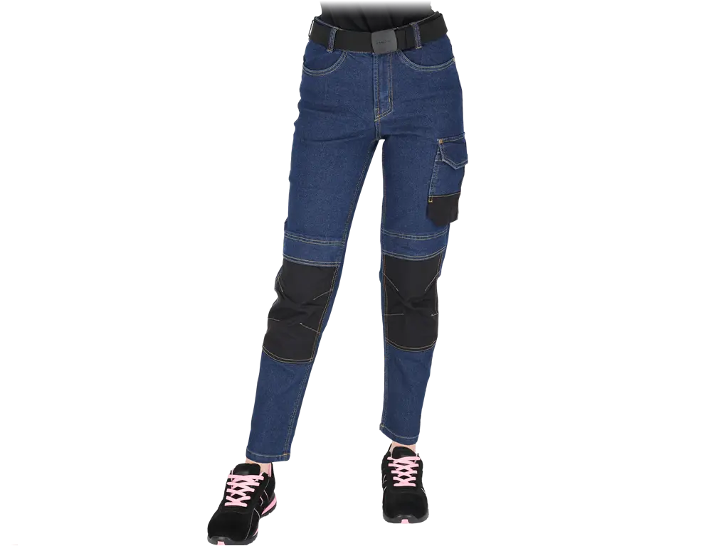 Jeans da lavoro da donna in denim stretch multitasche con inserti in Cordura