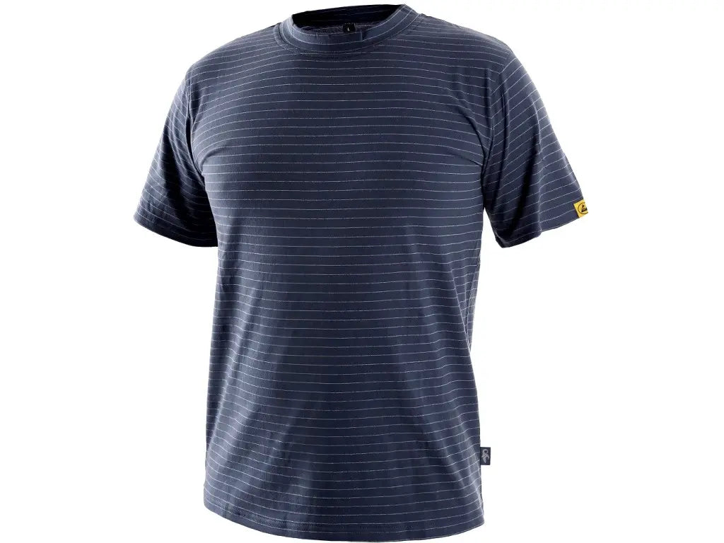 Maglietta ESD antistatica Blu Navy – jersey 96% cotone 4% carbonio, 155 g/m², EN 61340-5-1 / EN 1149-5, per EPA