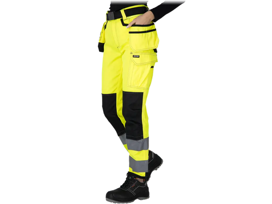 Pantaloni Alta Visibilità Donna Multitasche Giallo/Nero – EN ISO 20471