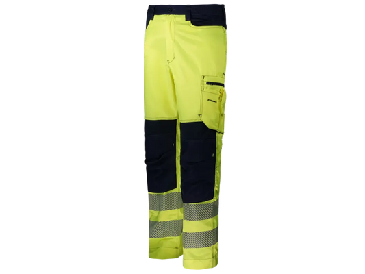 Pantaloni alta visibilità imbottiti classe 2 con bande segmentate – vista diagonale