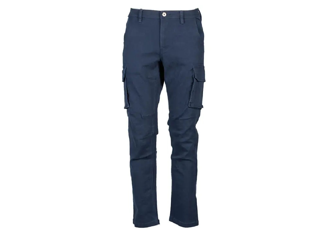 Pantaloni da lavoro invernali LITUANIA in cotone elasticizzato blu navy con tasche laterali multitasche