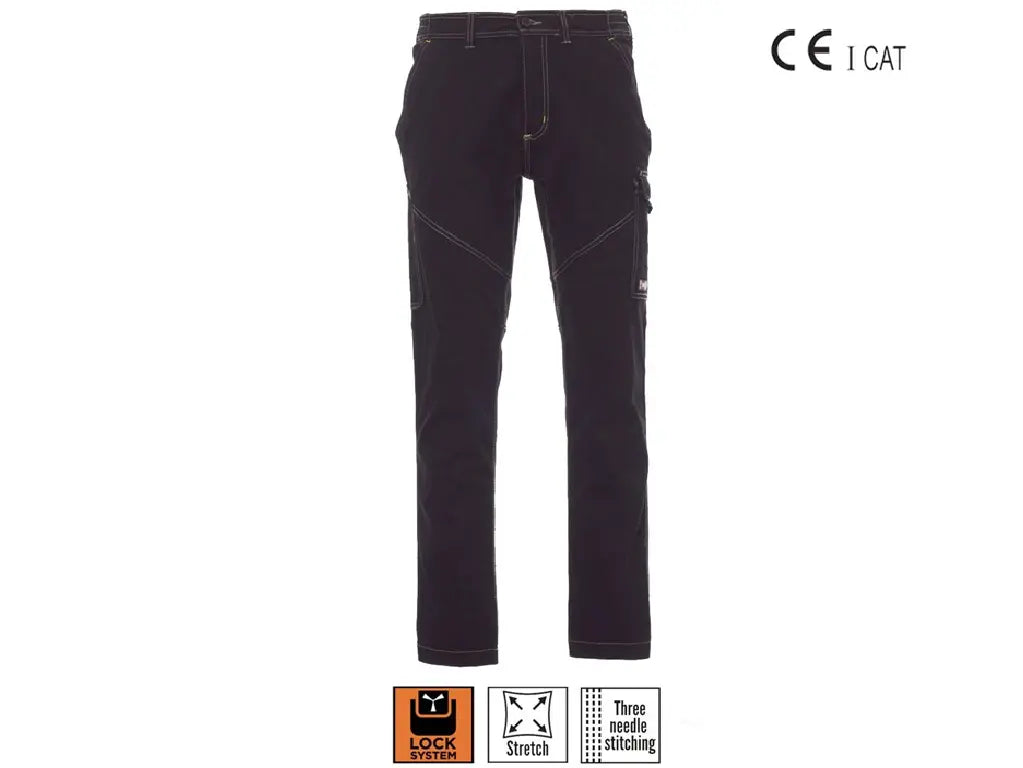 Pantaloni da lavoro invernali PAYPER Worker Stretch Nero in cotone 300g Multitasche