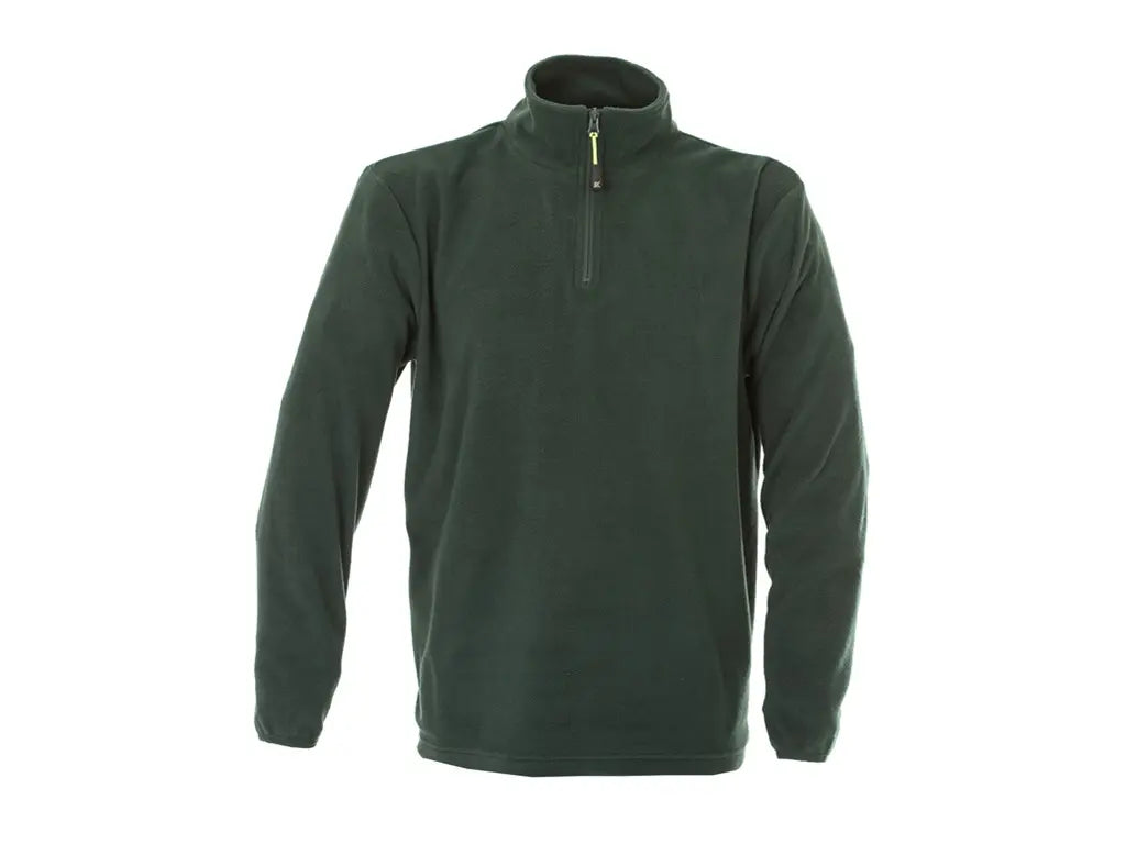 Pile da lavoro MALMO in micropile antipilling con mezza zip e collo alto, colore verde army.