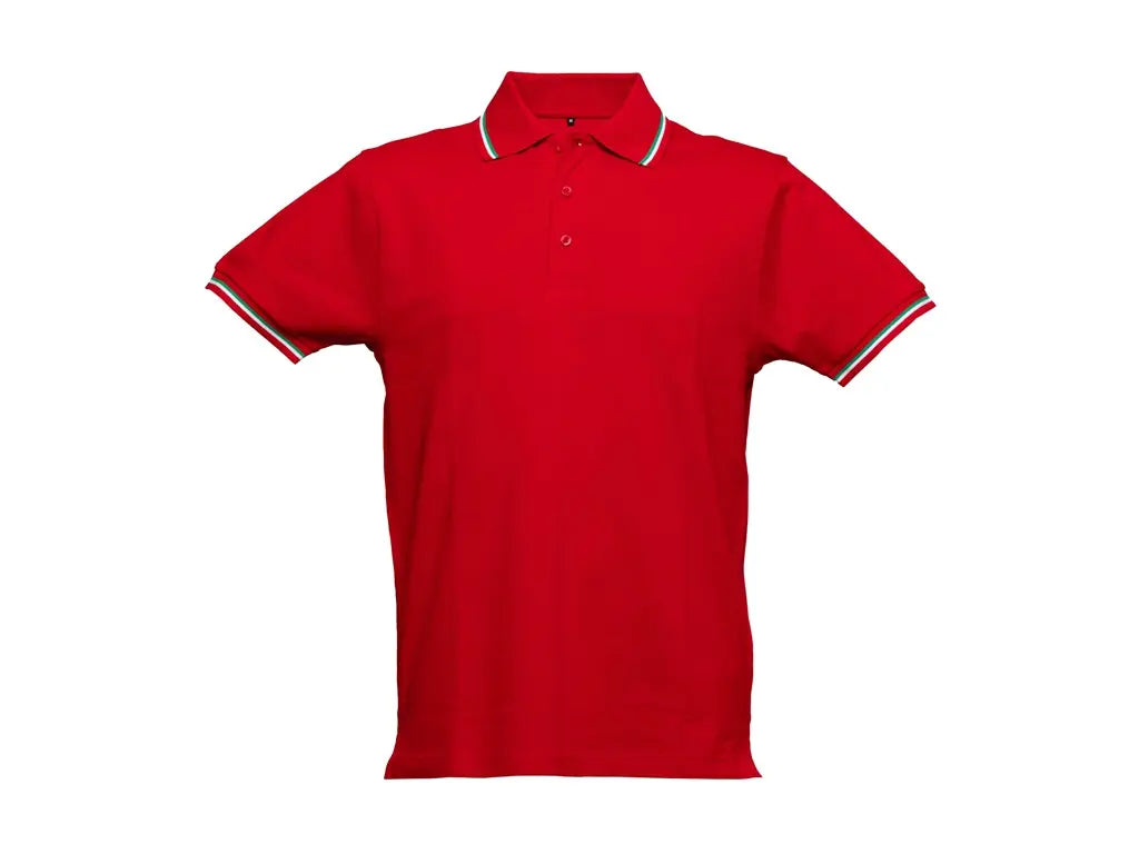 polo lavoro rossa uomo piqué pettinato con piping