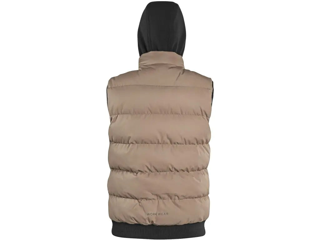 Vista posteriore Gilet da lavoro invernale RENO trapuntato con cappuccio staccabile – PWSTORE