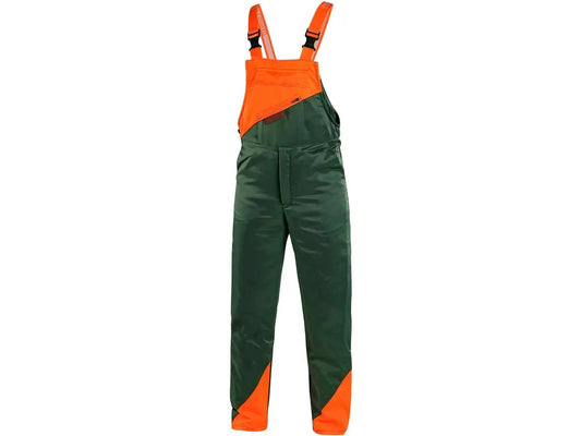 Salopette antitaglio LESNÍK EN ISO 11393-2 Classe 1 – 20 m/s verde arancione – PWSTORE