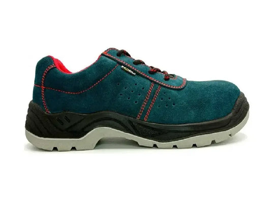 Scarpe da lavoro BUFFALO S1P SRC in crosta di pelle blu con puntale in fibra di vetro