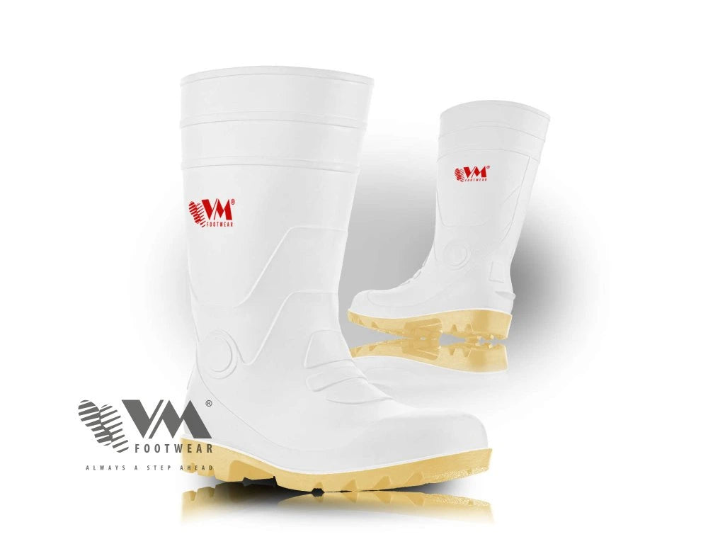 Stivali bianchi PVC nitrile resistenti a oli e idrocarburi FO taglie 37 48