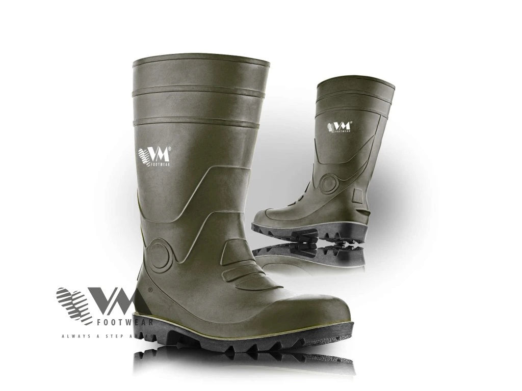 Stivali da lavoro lavabili verdi per ambienti umidi e pulizie professionali