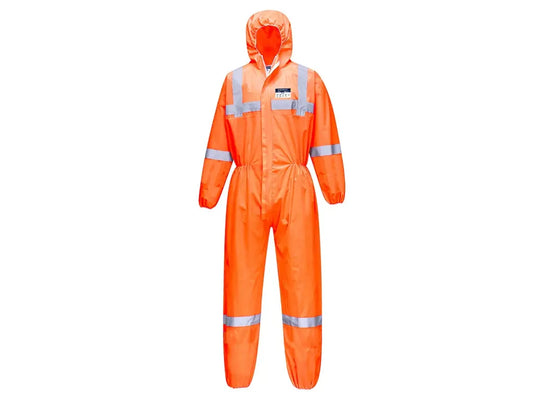 Tuta monouso alta visibilità arancione SMS Tipo 5/6 con bande riflettenti – PWSTORE