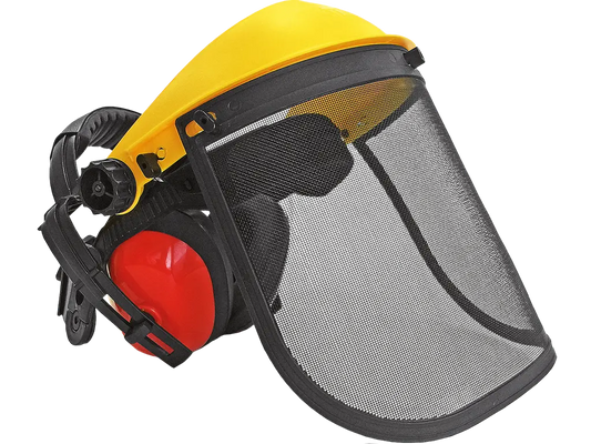 Visiera a rete con cuffie EN 1731/EN 352-1 – rete inox 45 m/s, SNR 26 dB PWSTORE