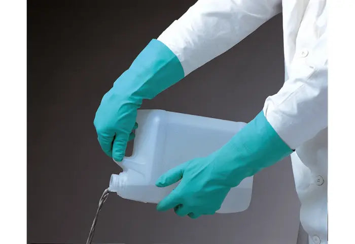 Guanti nitrile riutilizzabili full-dip con fodera cotone per detergenti