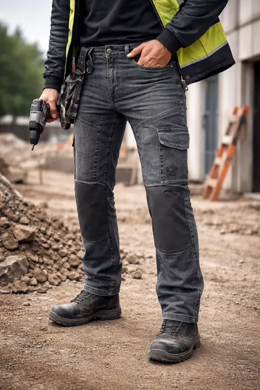 jeans da lavoro uomo grigio rinforzati ginocchia operatore cantiere professionale