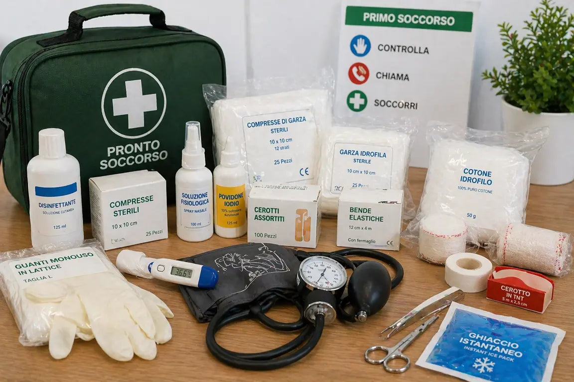 Materiale primo soccorso e reintegro con prodotti sfusi per cassette e valigette aziendali