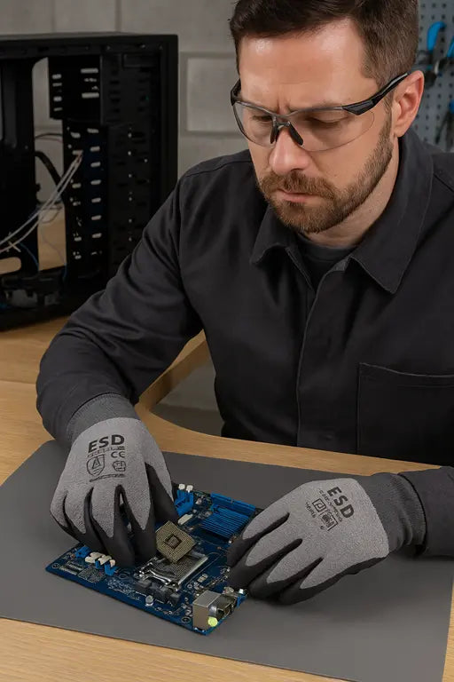 Guanti da lavoro ESD conduttivi con rivestimento in poliuretano