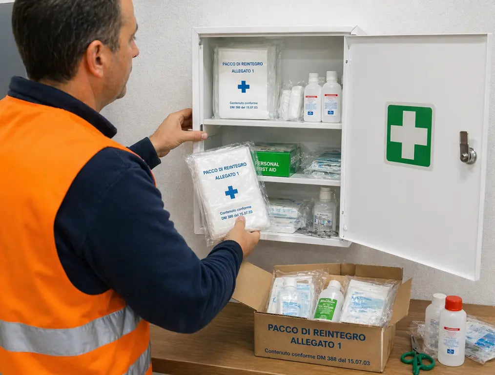 Pacchi reintegro Allegato 1 per cassette pronto soccorso aziendali e ambienti di lavoro