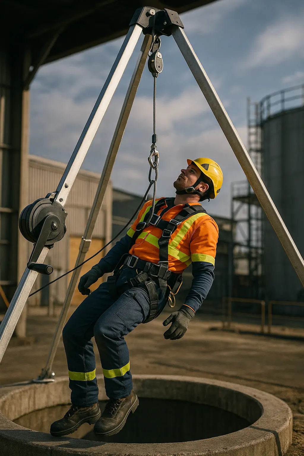 Tripode con retrattile a recupero e argano EN 1496 per spazi confinati – PWSTORE