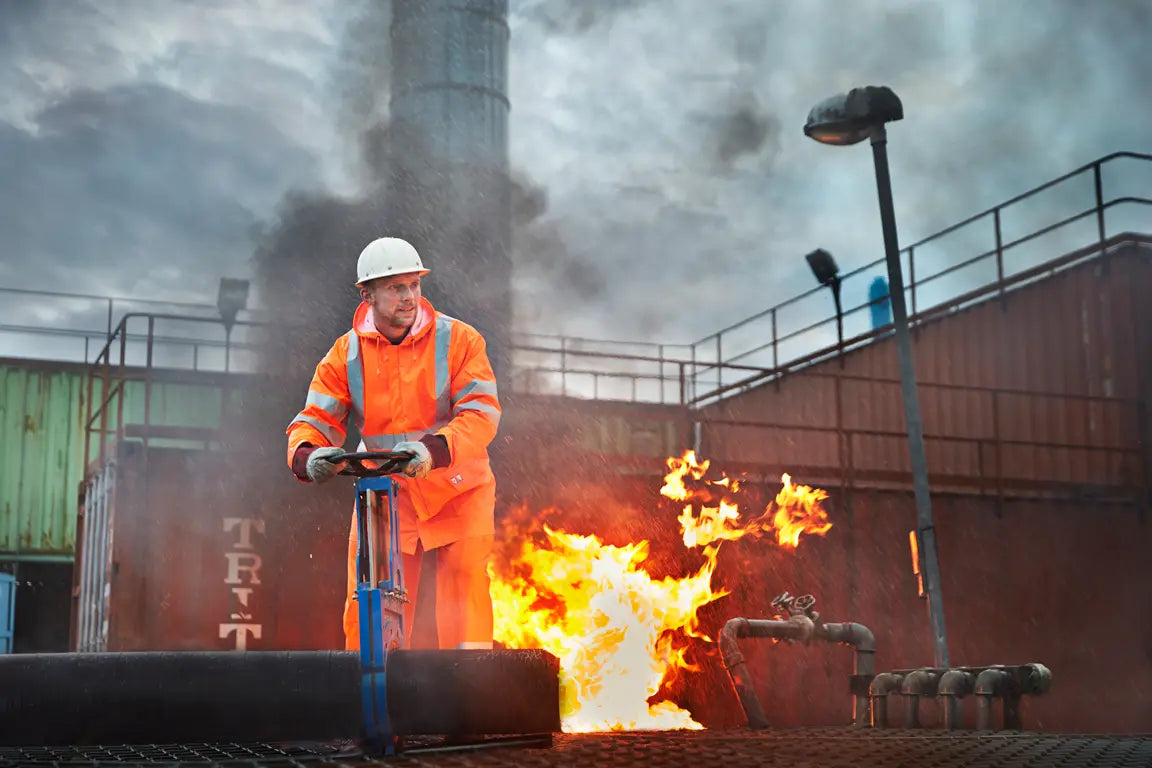 Giacca antipioggia alta visibilità ignifuga (PU) – EN 343, Classe 3 HV, antistatica