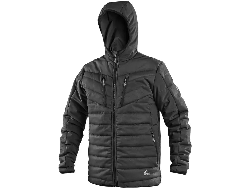 Giubbotto da lavoro invernale 4ENVI PORTLAND Nero, materiale riciclato, con inserti riflettenti e tasche multiple. Vista frontale