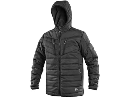 Giubbotto da lavoro invernale 4ENVI PORTLAND Nero, materiale riciclato, con inserti riflettenti e tasche multiple. Vista frontale