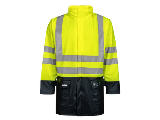 Giacca antipioggia alta visibilità bi-colore PU >20.000 mm con cappuccio a scomparsa – PWSTORE