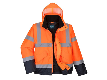 Bomber alta visibilità anti freddo S266 arancione blu impermeabile Classe 3