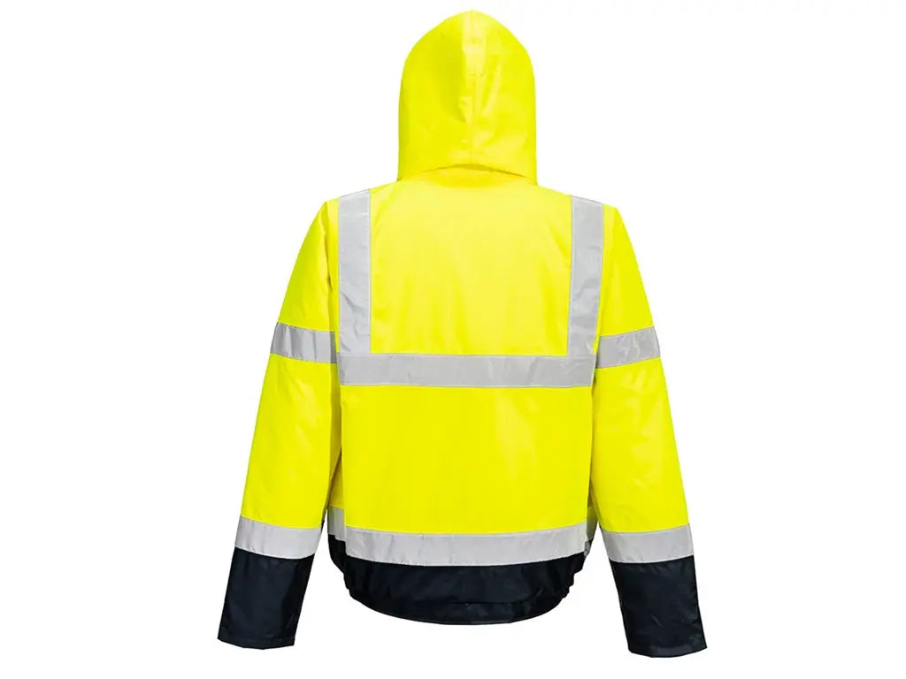 Bomber da lavoro impermeabile S266 giallo blu vista posteriore alta visibilità Classe 3