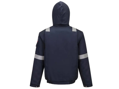Giacca bomber ignifuga Bizflame Work+ FR imbottita con bande riflettenti, vista posteriore – PWSTORE