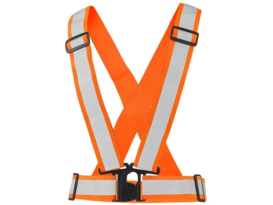 Bretelle alta visibilità Arancio CROSS BELT elasticizzate con strisce riflettenti 3 cm e chiusura regolabile – EN 17353:2020 – PWSTORE