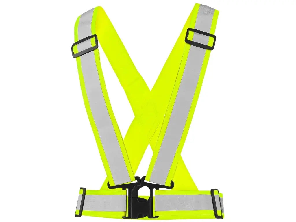 Bretelle alta visibilità Gialle CROSS BELT elasticizzate con strisce riflettenti 3 cm e chiusura regolabile – EN 17353:2020 – PWSTORE