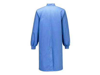 Camice ESD Hamilton EN 1149-5 in tessuto conduttivo con finitura Texpel, vista posteriore – PWSTORE