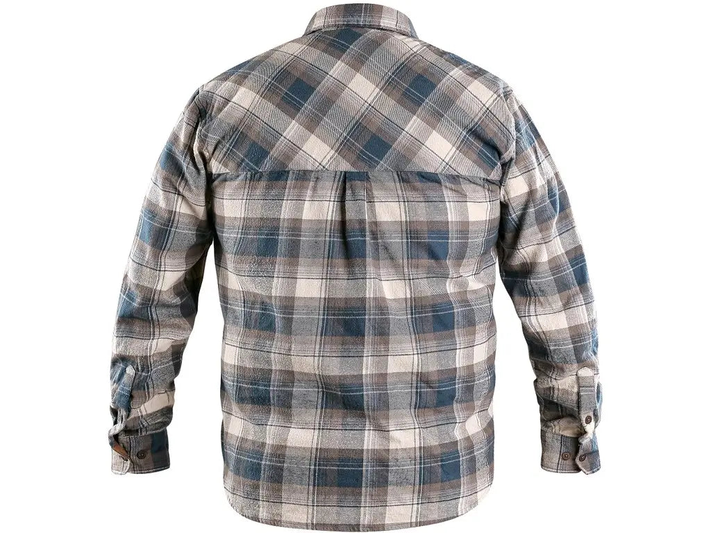 Camicia TIM in flanella per lavoro e tempo libero, colori Petrolio/Beige. vista posteriore