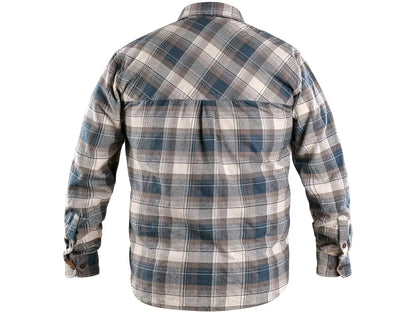 Camicia TIM in flanella per lavoro e tempo libero, colori Petrolio/Beige. vista posteriore