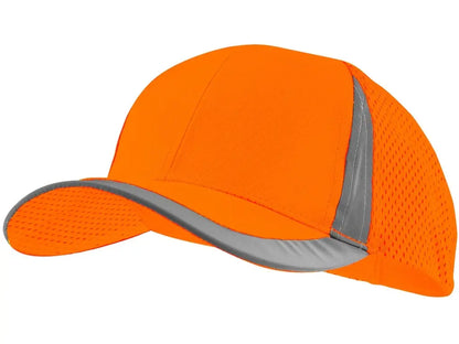 cappellino alta visibilità con rete posteriore e dettagli riflettenti