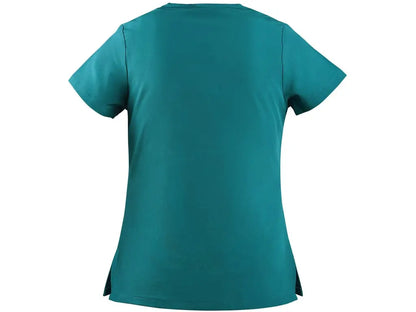 Casacca sanitaria donna CORE-X verde ospedaliero in tessuto elasticizzato 4-Way Stretch - Vista posteriore.